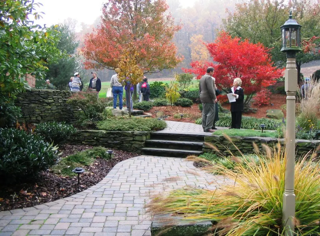 Rustic Stone Walls Support Patio And Lawn Terraces, Morgantown, Pa