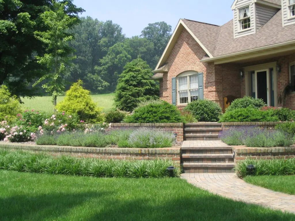 Paver Paths Connect Entrance Garden Levels Through Brick Stairs, Morgantown, Pa