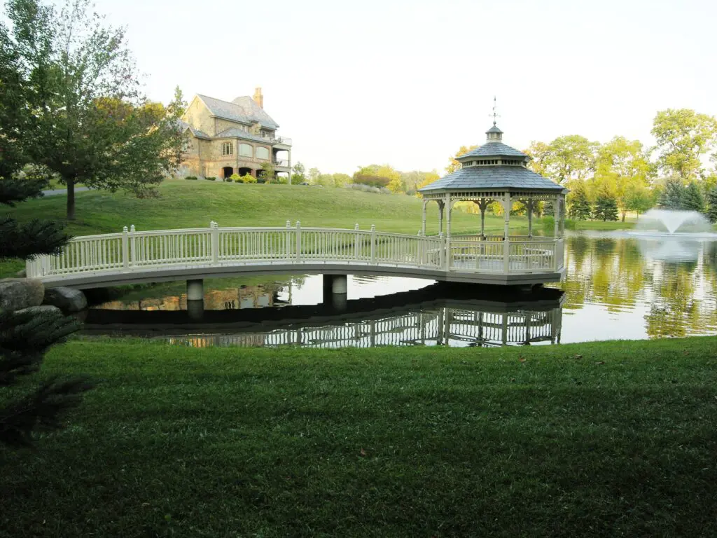 Garden Ponds, Streams, Waterfalls And Other Water Features 16 Custom Bridge And Gazebo For Elizabethtown Estate