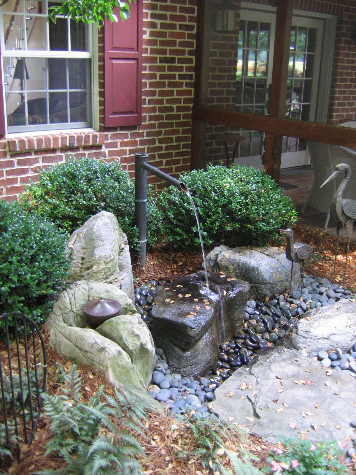 Tsukubai Flows Onto Treasured Stone Which Client Saved From Childhood, Elizabethtown, Pa