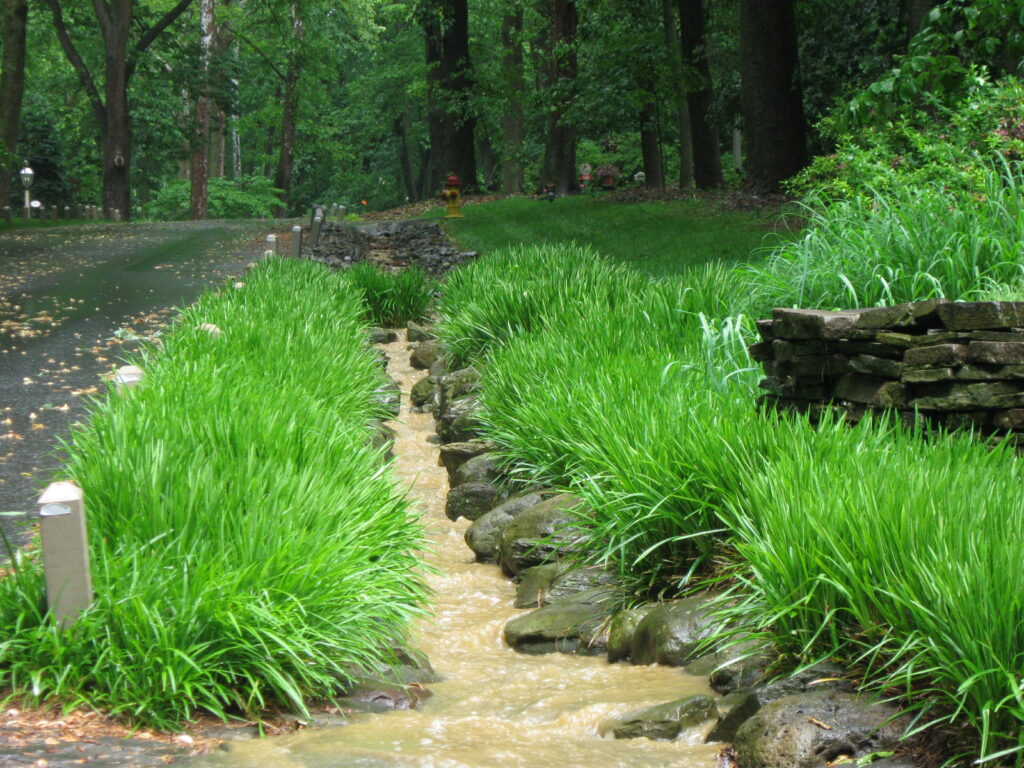 Natural Stone Drain Comfortably Manages Torrent In Rainstorm, Lancaster, Pa