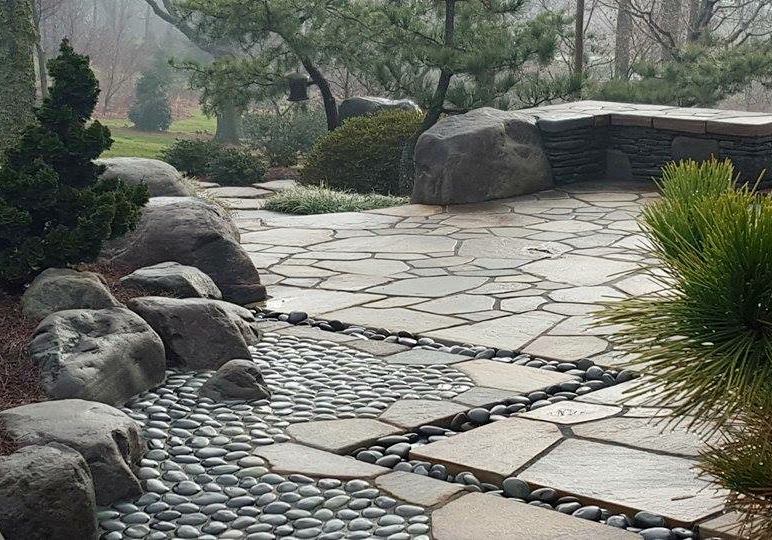 Boulders Form Retaining Wall And Patio Curb, Manheim, Pa