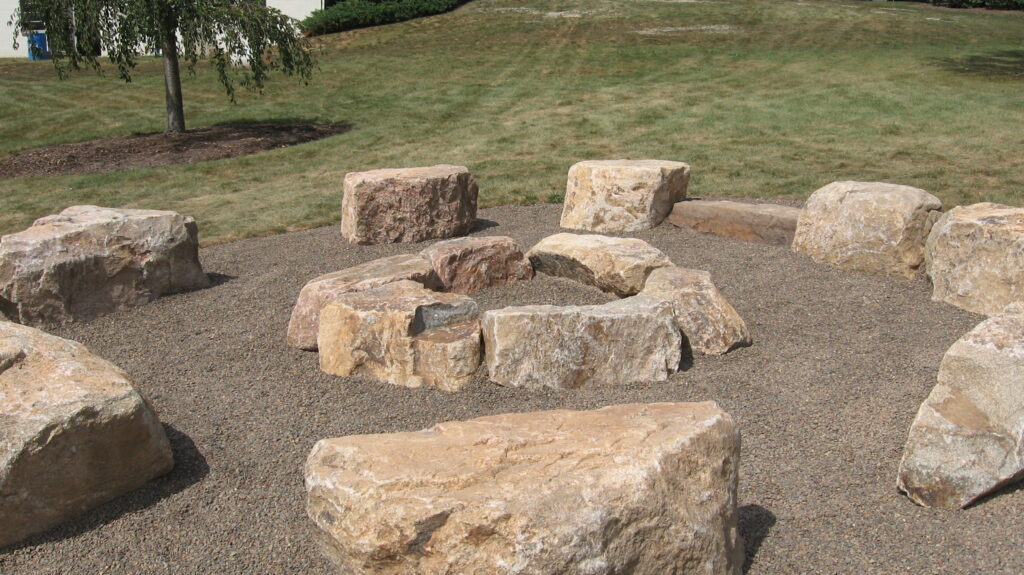 Rugged Boulders Provide Seating And Form Fire Pit, Manheim, Pa