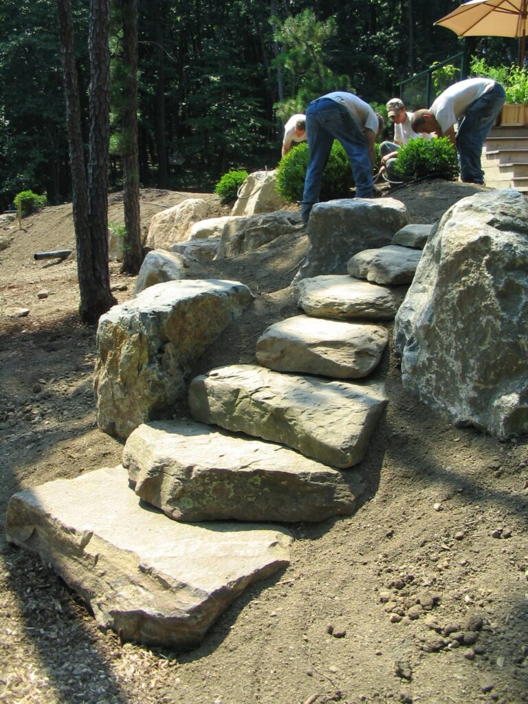 Boulder Steps Provide Path Between Garden Levels, Dillsburg, Pa