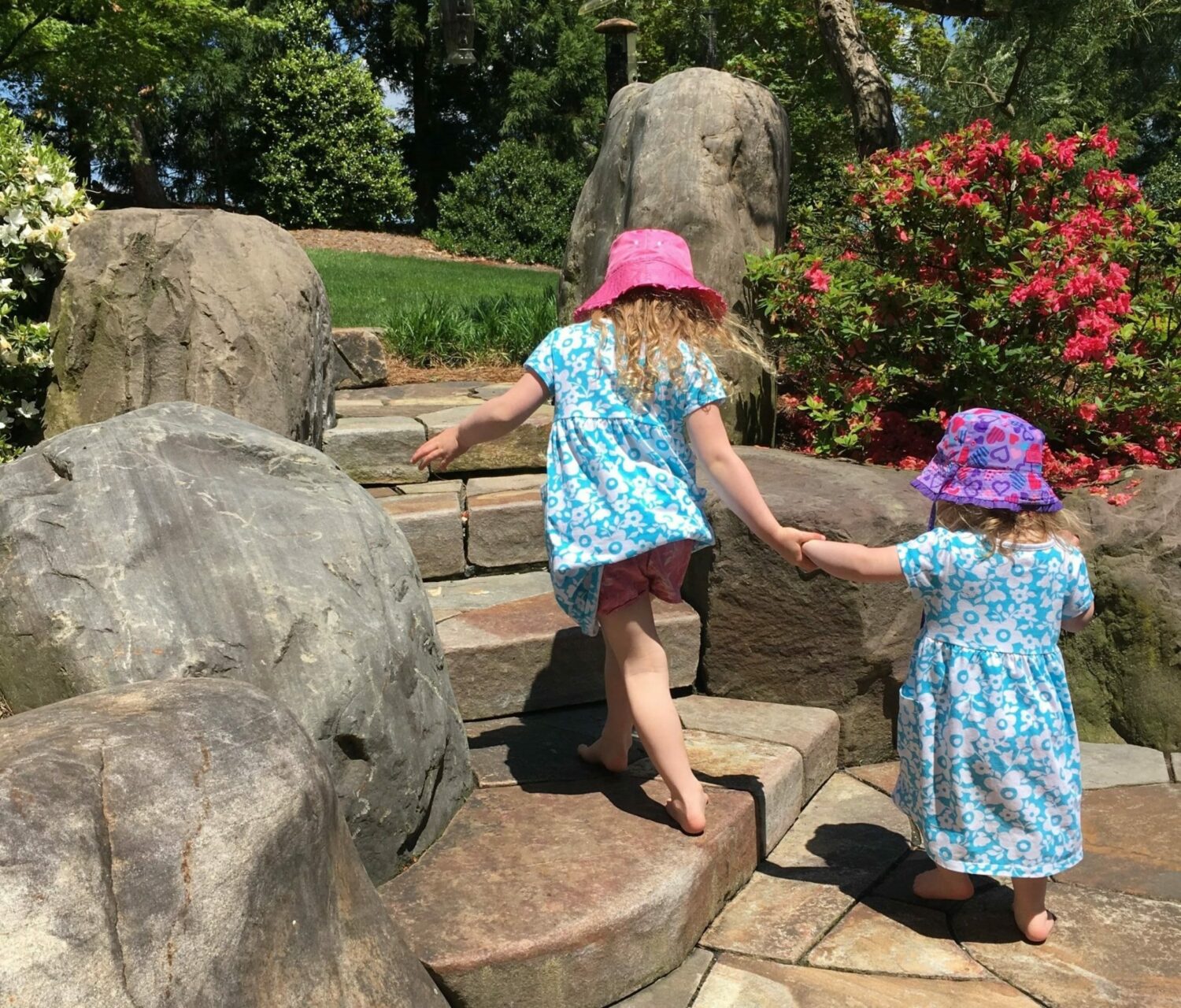 Children Enjoy The Texture Of Natural Stone Under Bare Feet, Manheim, Pa