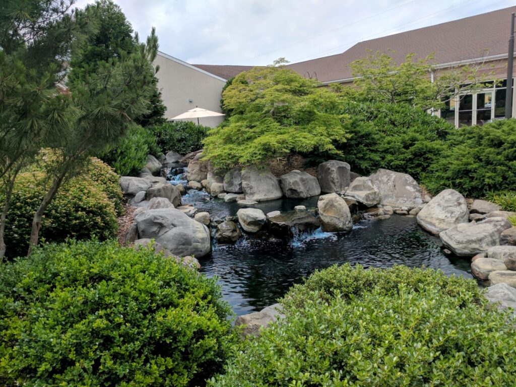 Realistic Stream And Pond Within Enclosed Courtyard Garden, Manheim, Pa