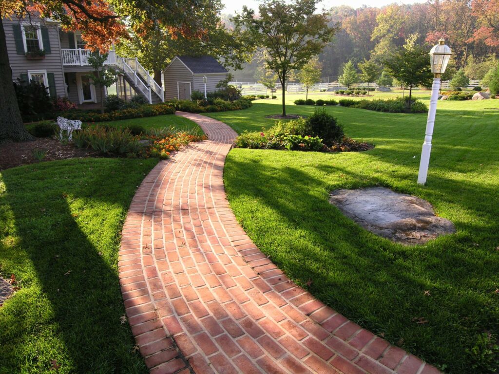 Brick Path Winds Through Lawns To Restored Farm House, Elizabethtown, Pa