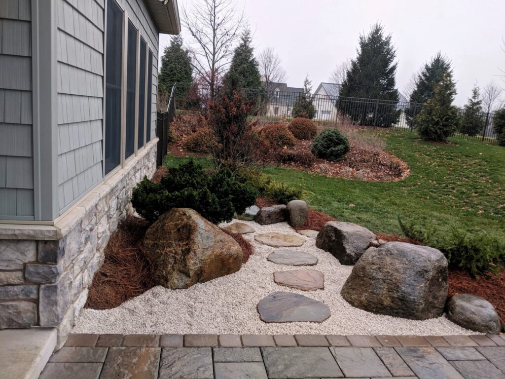 Stepping Stone Path Leads Though Garden Beds To Lawn And Garden Faucet, Harrisburg, Pa