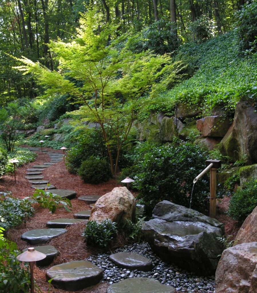 Stepping Stone Path And Tsukubai Bring Tranquility To This Hillside Garden, Lancaster, Pa