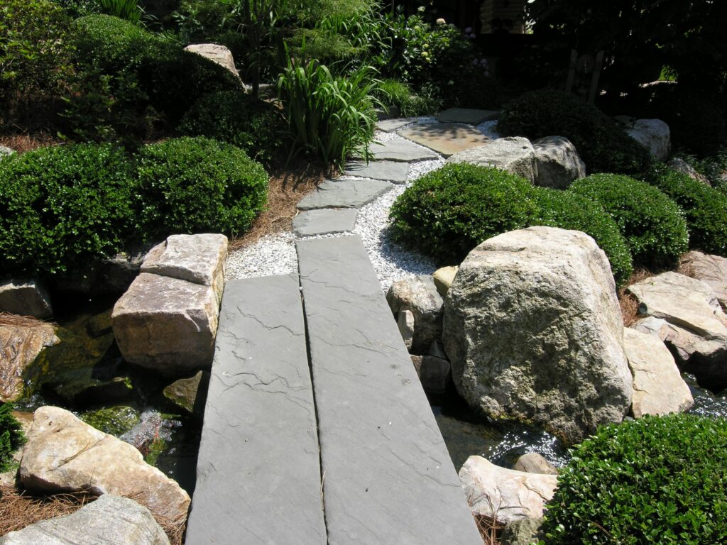 Bluestone Stepping Stones Lead To Custom Bluestone Bridge, Wyomissing, Pa