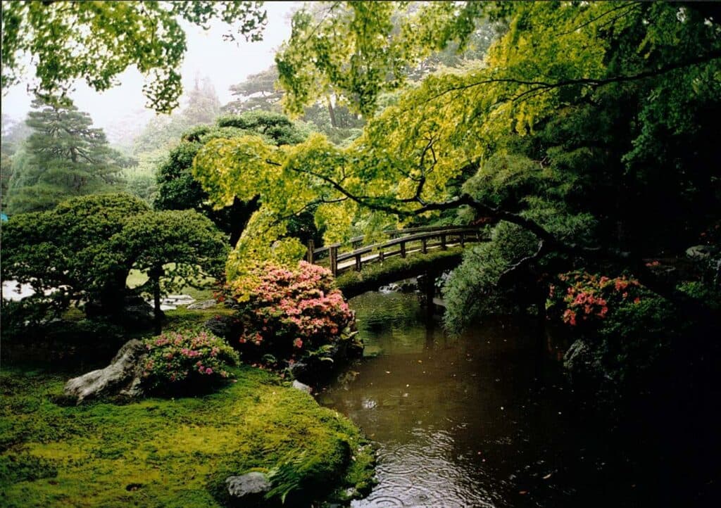 Japanese Garden Design Bridge Over Stream Escape