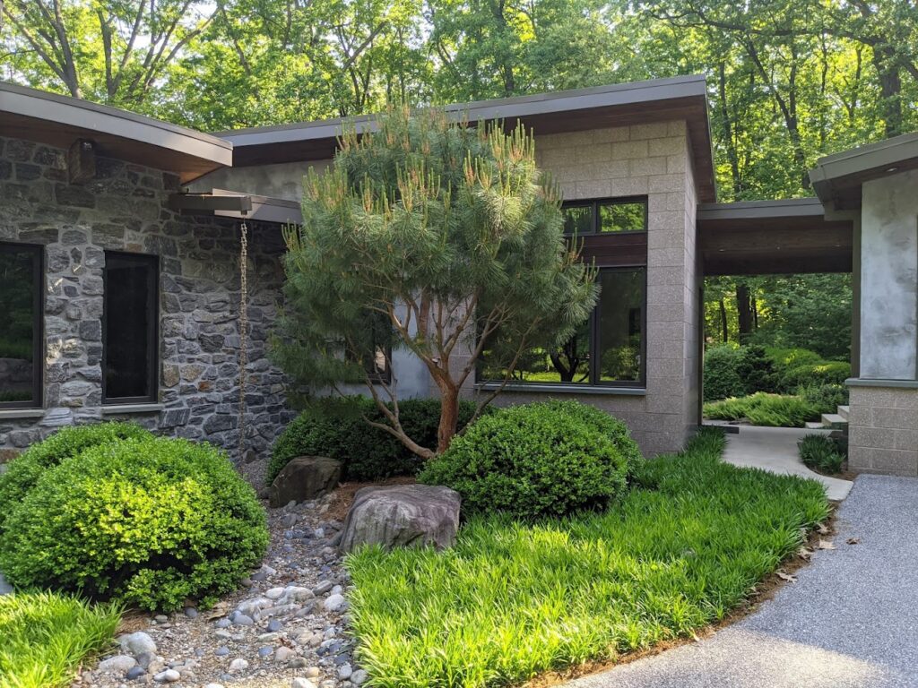 A Dry Stream Bed In A Courtyard Garden